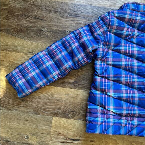 Patagonia Girls’ Down Jacket Plaid Blue Size 14 - Picture 12 of 14